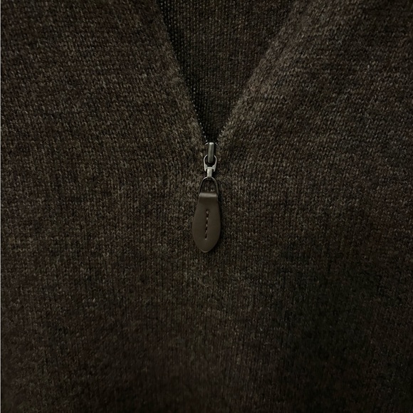 Lachlan lambs wool Men's Dark Brown Zip-Up Sweater - Picture 6 of 7